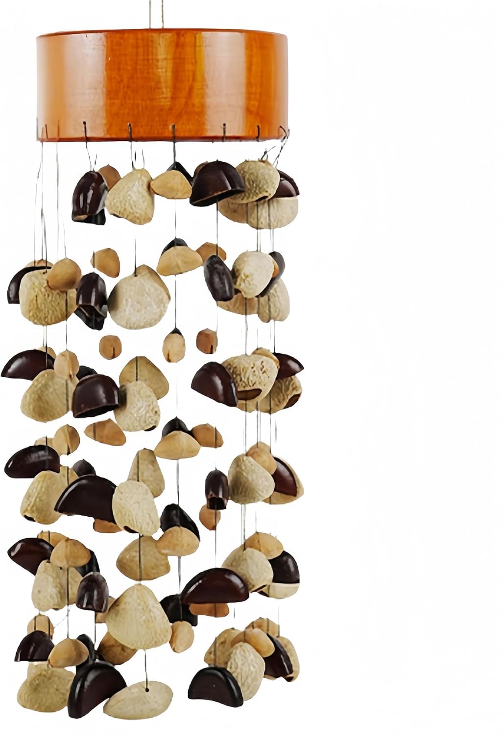 Fay Bless Handcrafted Fruit Shell Wind Chime – Natural Pine & Nut Shell Bell, Sound Healing & Mindful Home Decor for Meditation & Relaxation (Mixed Style)