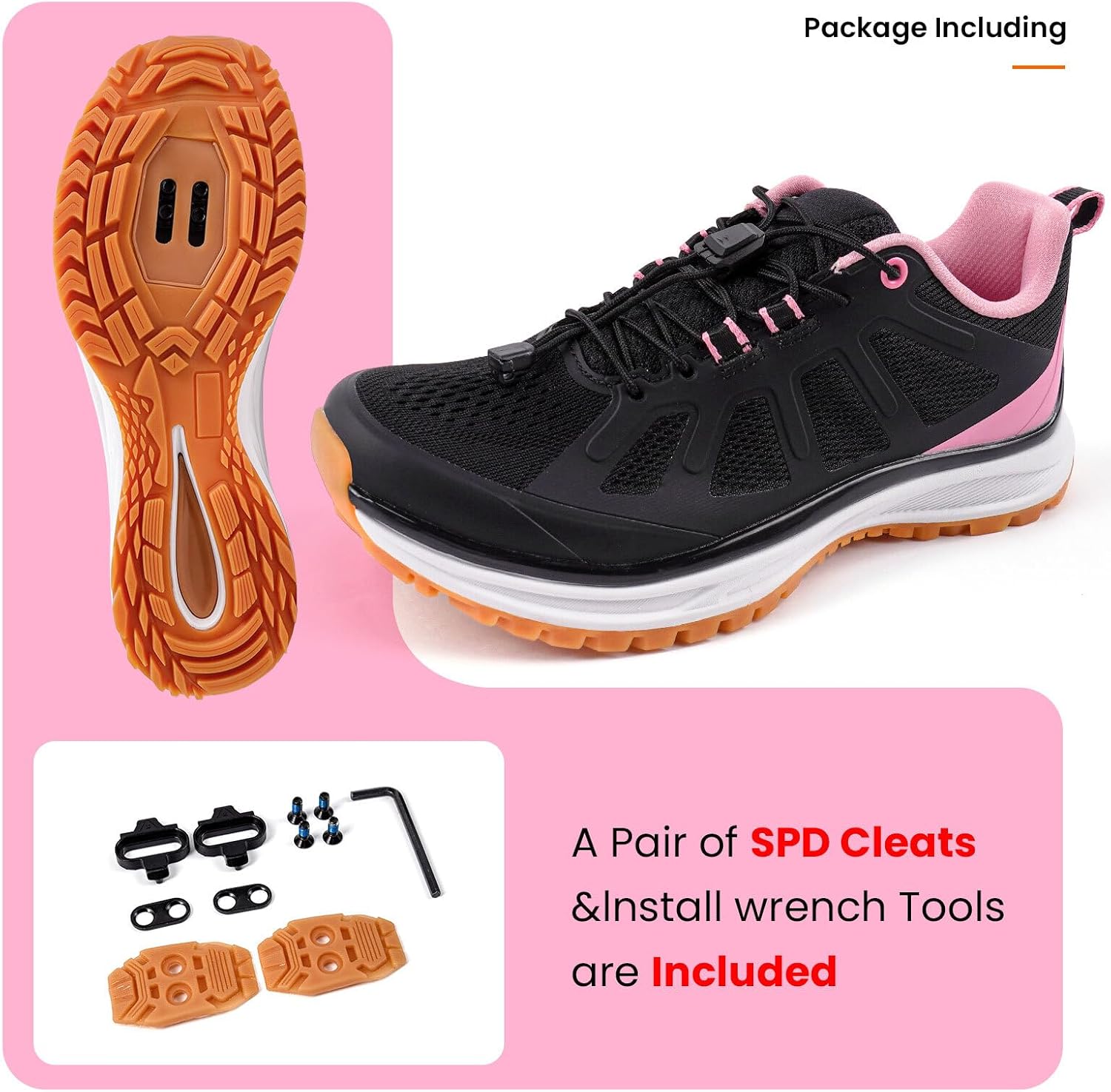 Women's Cycling Shoes Compatible with 2-Bolt SPD Cleats, Breathable Road & Mountain Bike Shoes for Indoor & Outdoor Riding
