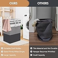 Vista 3 de Canasta de lavandería grande plegable de 75L con asas, cesta de ropa sucia impermeable para dormitorio, canasta de lavandería alta independiente