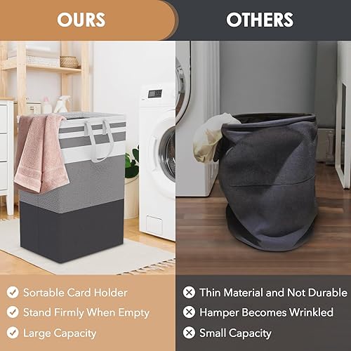 Miniatura 3 de Canasta de lavandería grande de 75L con asas, cesta de ropa sucia impermeable para dormitorio, canasta de lavandería alta independiente impermeable,