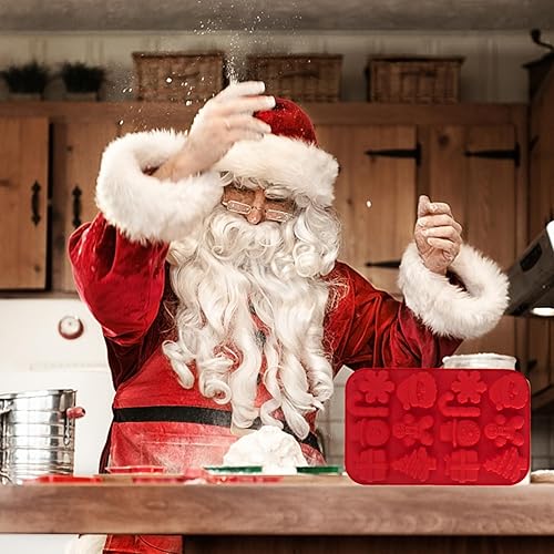 Miniatura 5 de Moldes de silicona de Navidad, 2 piezas de moldes de caramelo de copo de nieve de Papá Noel, moldes de hornear de Navidad para gelatina de