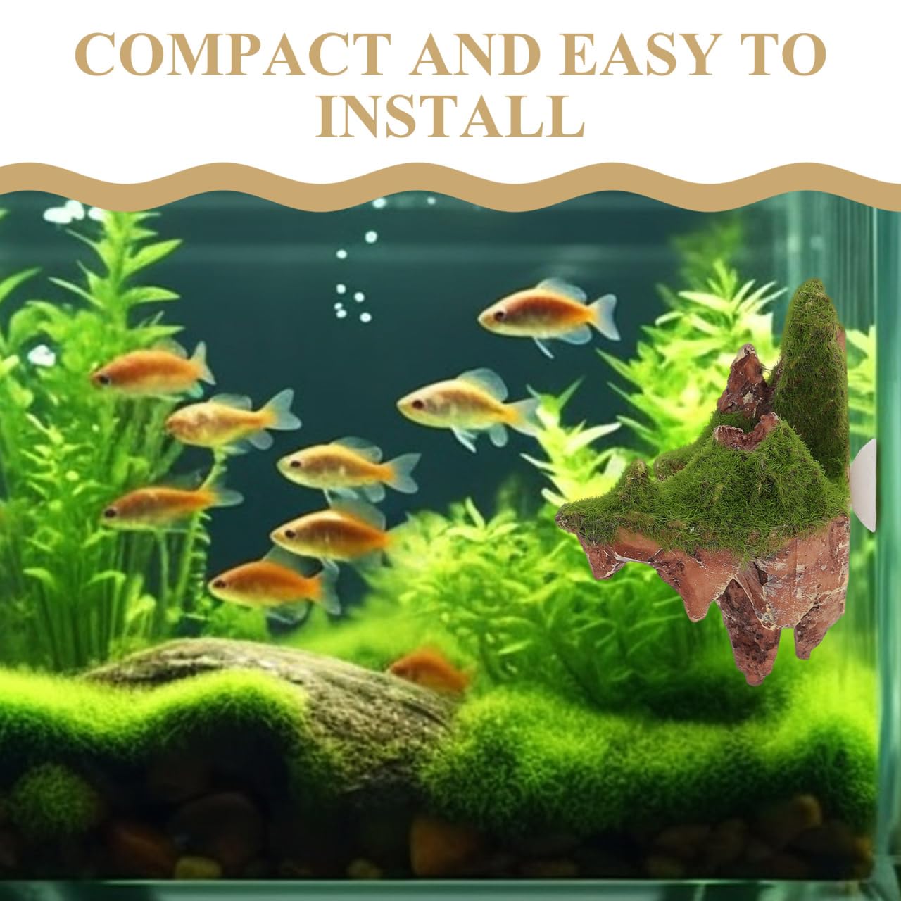 Yardwe Lot de 2 rochers flottants pour aquarium avec ventouse - Légère - Pour aménagement paysager d'aquarium, installation facile pour habitat stressant