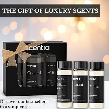 Scentia Casa SC2000 Cold Air Scent Diffuser with Essential Oil Set 2000 Sq Ft Coverage, Bluetooth App Controlled, Waterless Aroma Diffuser, Premium Metal Design, Includes Fragrance Oils