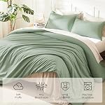 Litanika Queen Comforter Set Sage Green, 3 Pieces Lightweight Comforters Queen Size Solid Bedding Comforters Sets, Down Alternative Comforter Bed Set Quilt Blanket