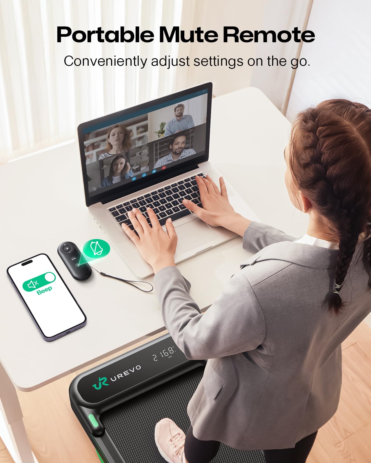 UREVO Strol 2E Caminadora inteligente plegable 2 en 1, almohadilla compacta para caminar con asa de seguridad, plug and play, pantalla LED dual, aplicación de entrenamiento, para caminar o correr en