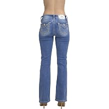 Miss Me Womens Silver Zig Zag Border Embellished Faux Flap Pockets Mid-Rise Bootcut Jeans