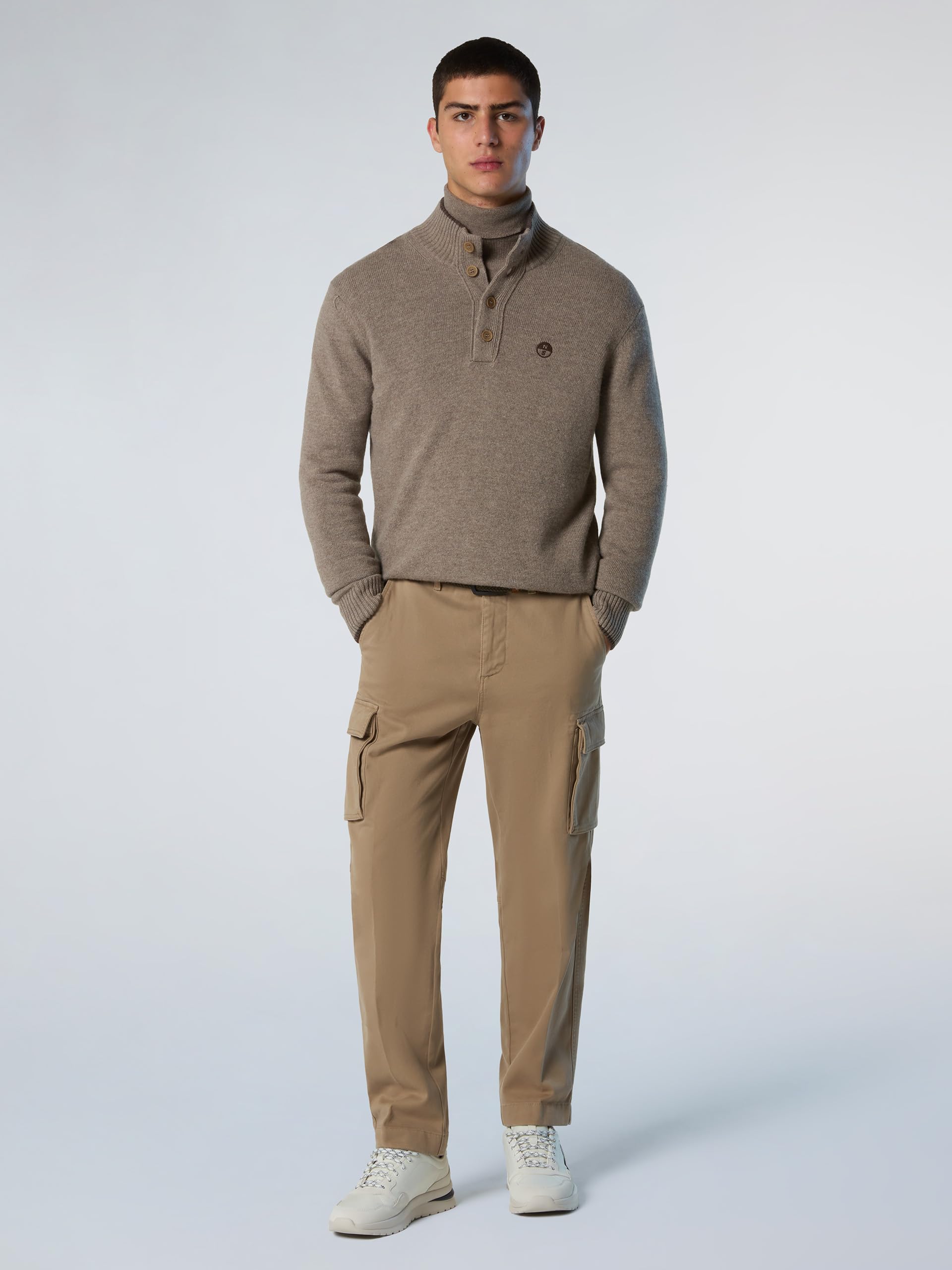 NORTH SAILS Maglione Uomo in Misto Cashmere con Collo Alto e Bottoni