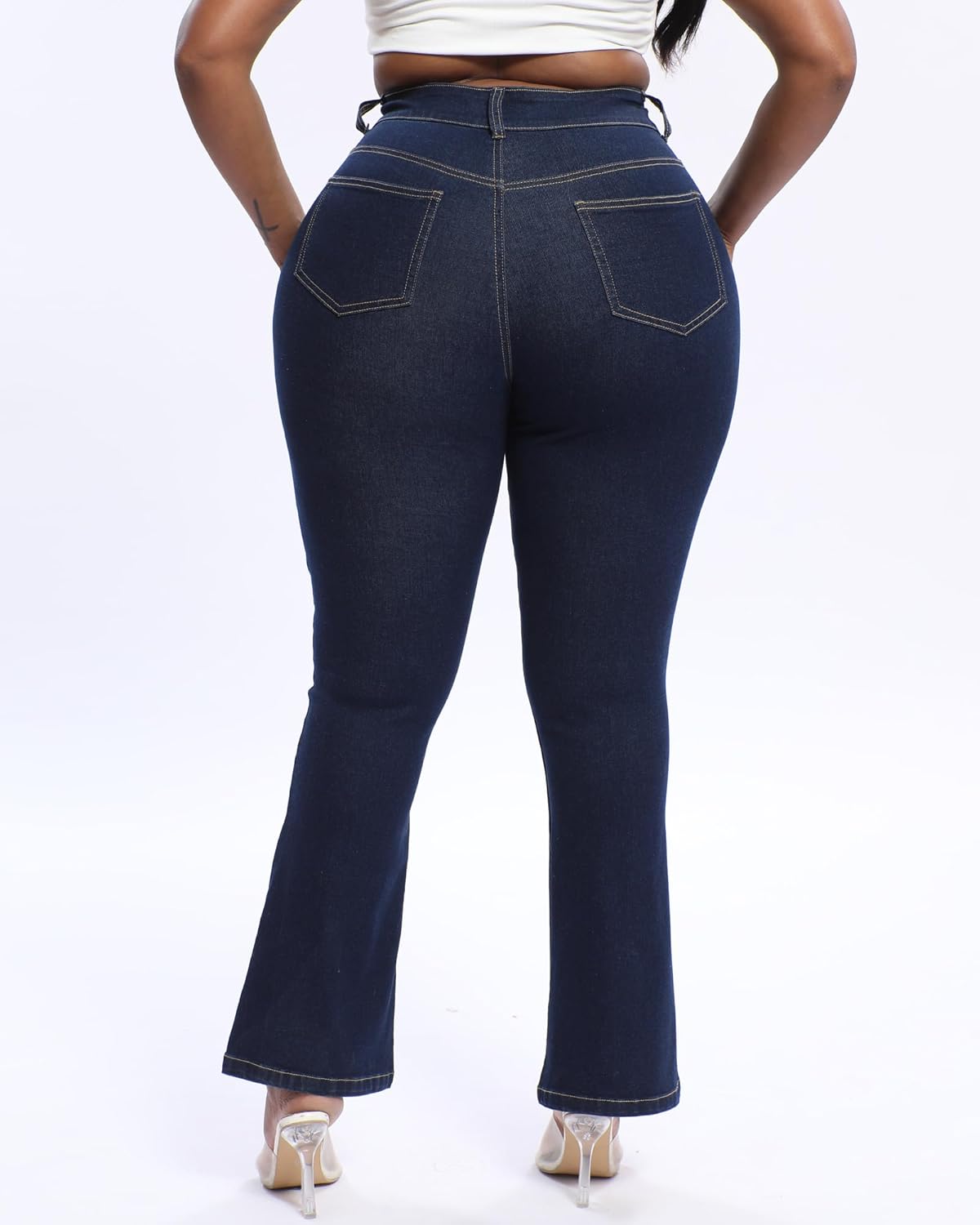Plus Size Jeans Bootcut Stretchy for Women High Waisted Modern Curvy Flare Trouser Jean - Image 2