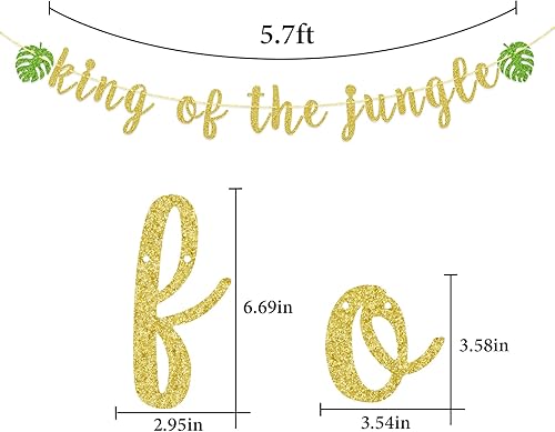 Miniatura 2 de Banner con purpurina con el rey de la selva, cartel de baby shower, decoración de primer cumpleaños, decoración temática de safari de selva para