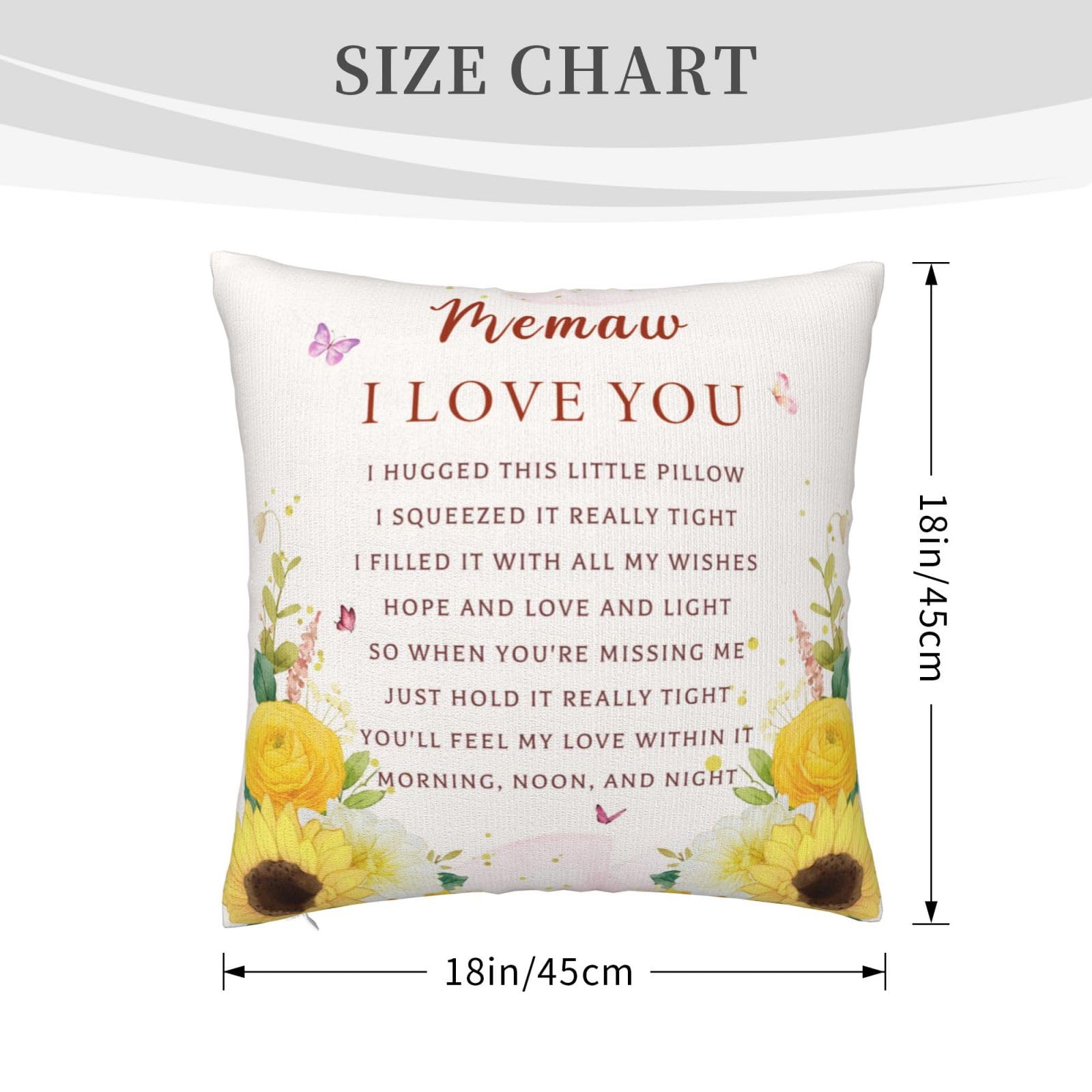 Mothers Day Memaw Gifts - Birthday Gifts for Memaw from Grandchildren - Best Grandma Memaws Ever Gift Throw Pillow Cover 18"X 18"