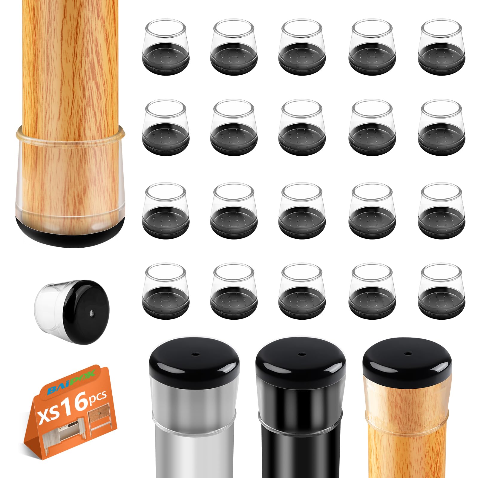16 Piezas Protectores para Sillas, Tapones Redondos de Silicona para Sillas, Protectores de Alfombra para Las Patas de Sillas y Muebles