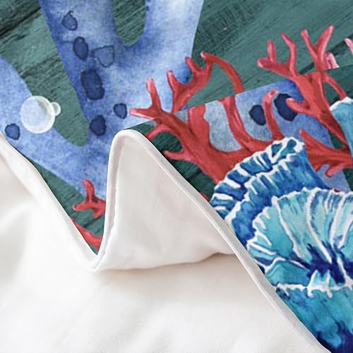 Miniatura 5 de Erosebridal Lindo delfín - Funda de edredón de algodón 100% natural para adultos y adolescentes, juego de ropa de cama de olas de mar azul, funda de