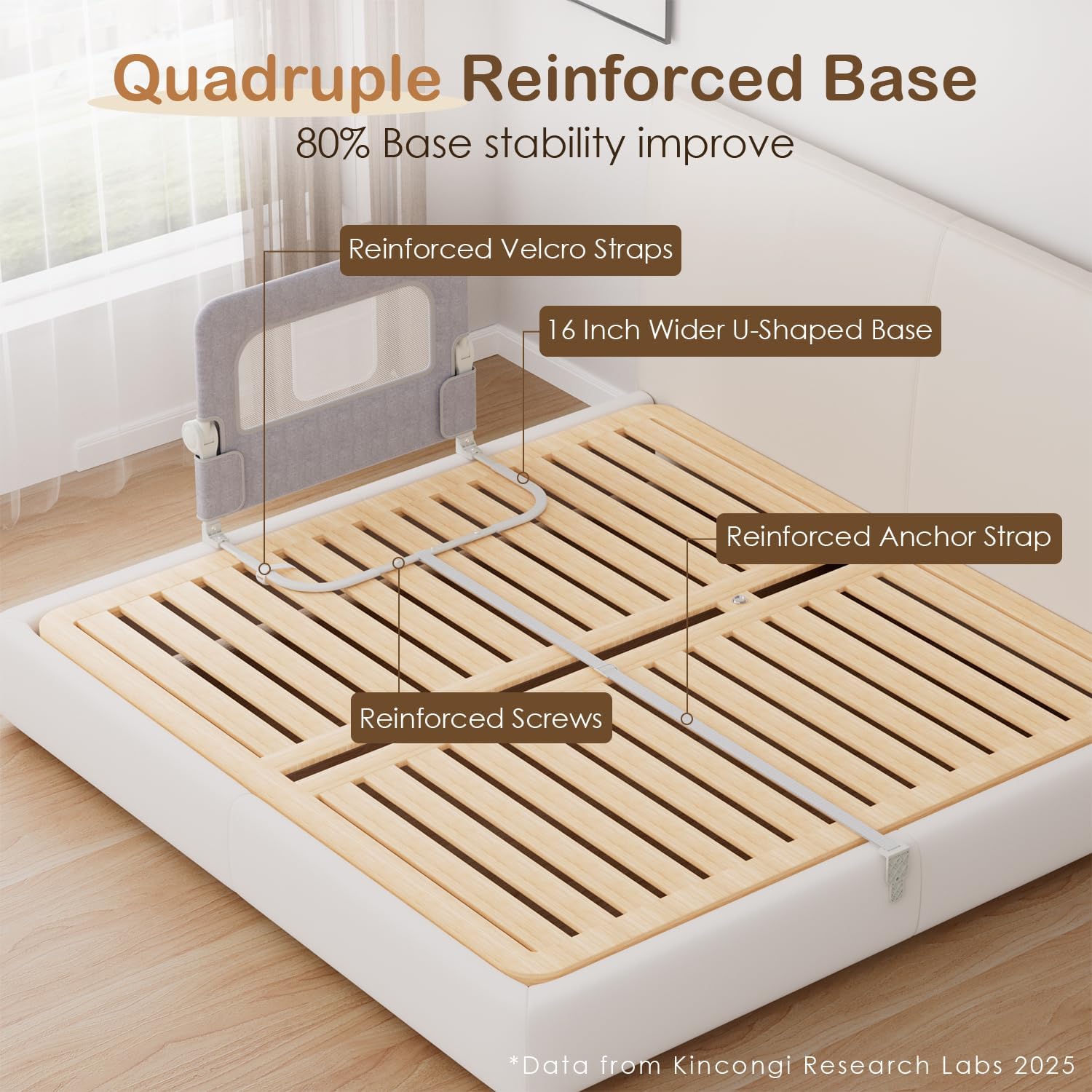 bed rail for toddlers, 32 inch swing down baby bed rail guard with wider u-shape base, breathable toddler bed rails for king, queen, full, twin bed guard rail for toddlers 32"l x 24"h