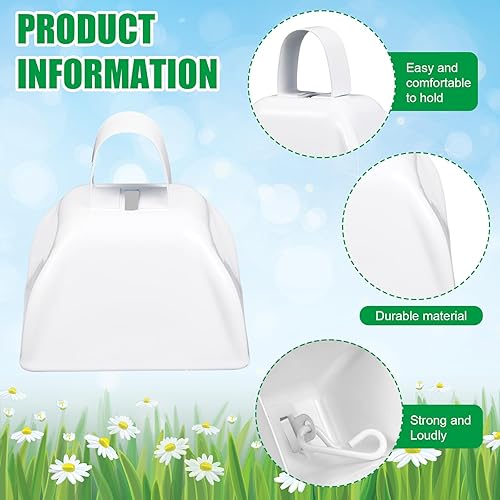 Miniatura 3 de Therwen Paquete de 12 campanas de metal para vaca, máquinas de ruido con asa, de 3 pulgadas, campanas de percusión de mano a granel para eventos