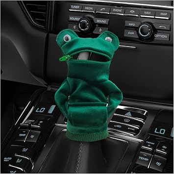 Car Gear Shift Cover, Fashionable Mini Shark Gear Shifter Stick Hoodie, Funny Winter Warm Gear Shift Knob Sweater Protector, Universal Interior Decor Car Accessories Green Fog
