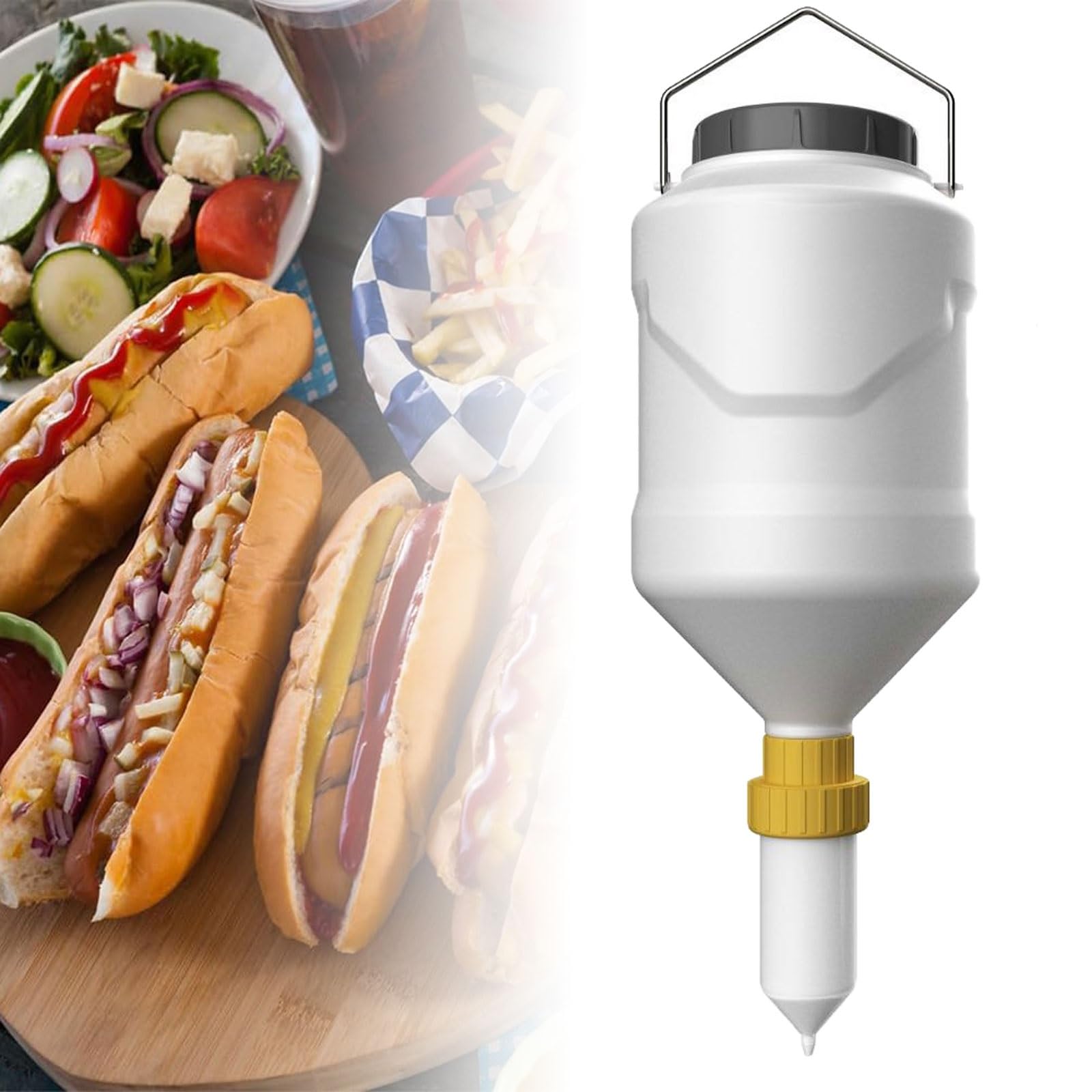 Dozownik sosu,3L wiszący,napełniany, dozownik do sosu w butelce,konstrukcja szczelna,odpowiedni do produktów spożywczych,takich jak sosy cateringowe,takie jak pomidorowy,musztardowy,brązowy i dżemy