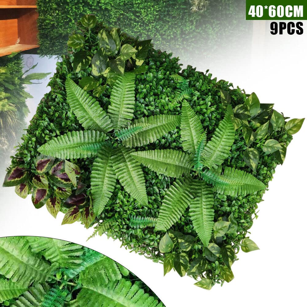 9 Tabletten Simulation Pflanzenwand, 40x60cm Miniaturgarten, DIY Garten Deko, Kunstrasen Miniatur Moos Für Garten Hochzeit Wanddekoration Und Hausgarten Indoor Outdoor Decor, 247 Gabeln,Grün