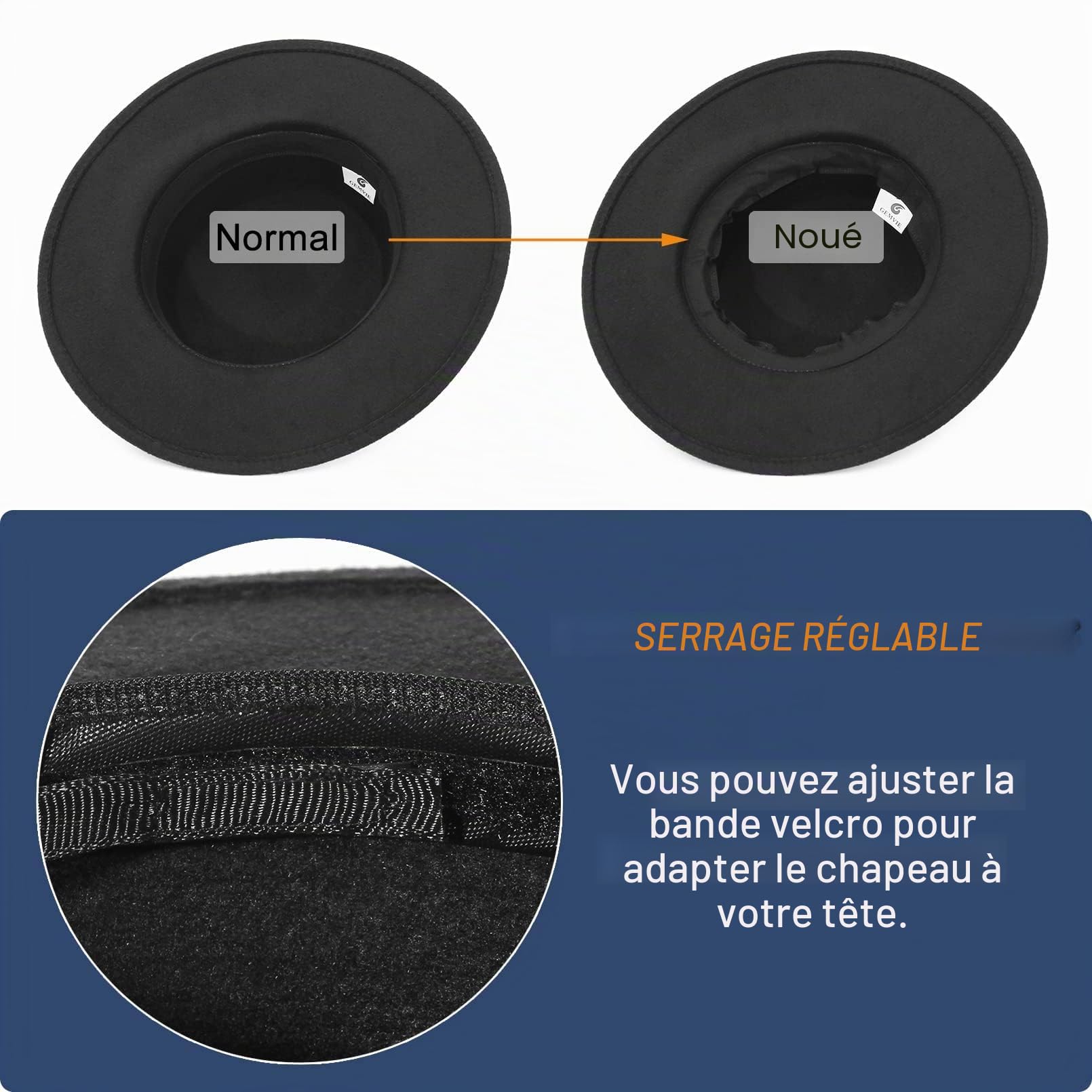 GEMVIE Chapeau Fedora Unisexe en mélangée à Bord Large en Feutre à Bord Plat pour église Derby Cap