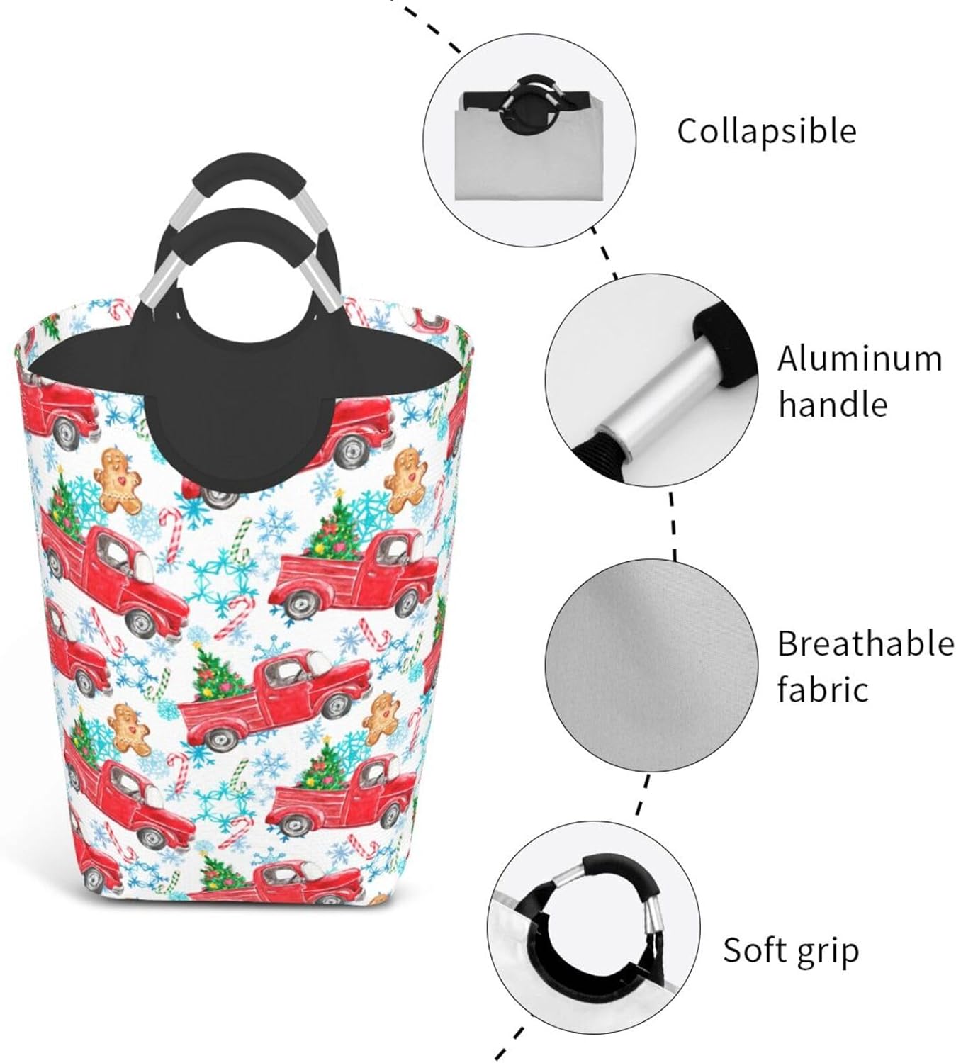Christmas Laundry Basket Organizer Collapsible Laundry Hamper Nursery Storage Baskets Bin with Handles for Closets Organizer Toys Clothes