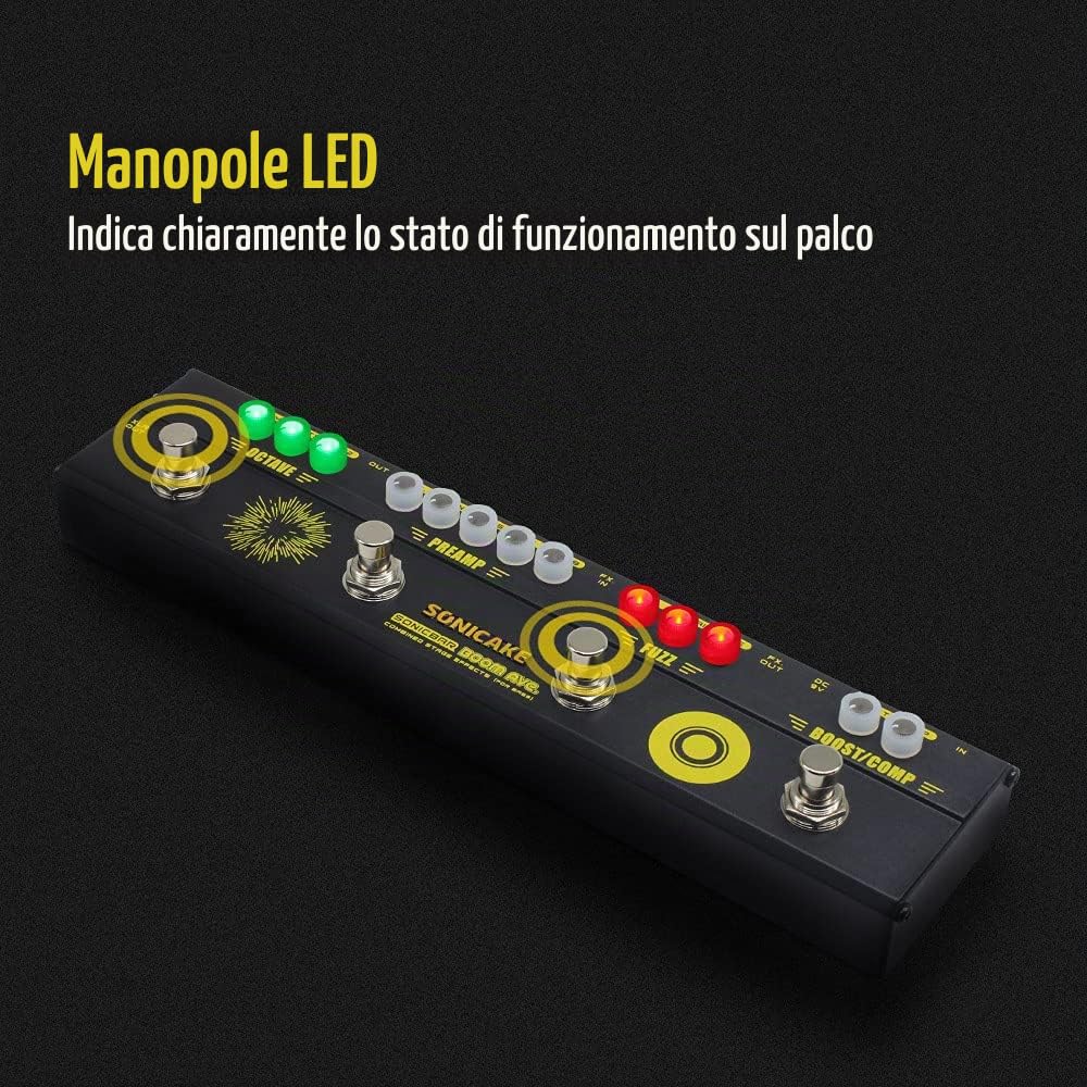 SONICAKE Bass Effetti Pedali Multieffetto Preamplificatore Compressore Boost Fuzz Octave Multi Effetti Pedale Boom Ave Con FX Loop