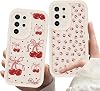 Zrutru 2 Pack Cherry Phone Case for Samsung Galaxy S21 Ultra 5G S30 Ultra 6.8",Cute Aesthetic Cases Kawaii Bow Design Pattern Cover for Girls Women,Beige Soft Anti-Scratch Shockproof Protection Funda