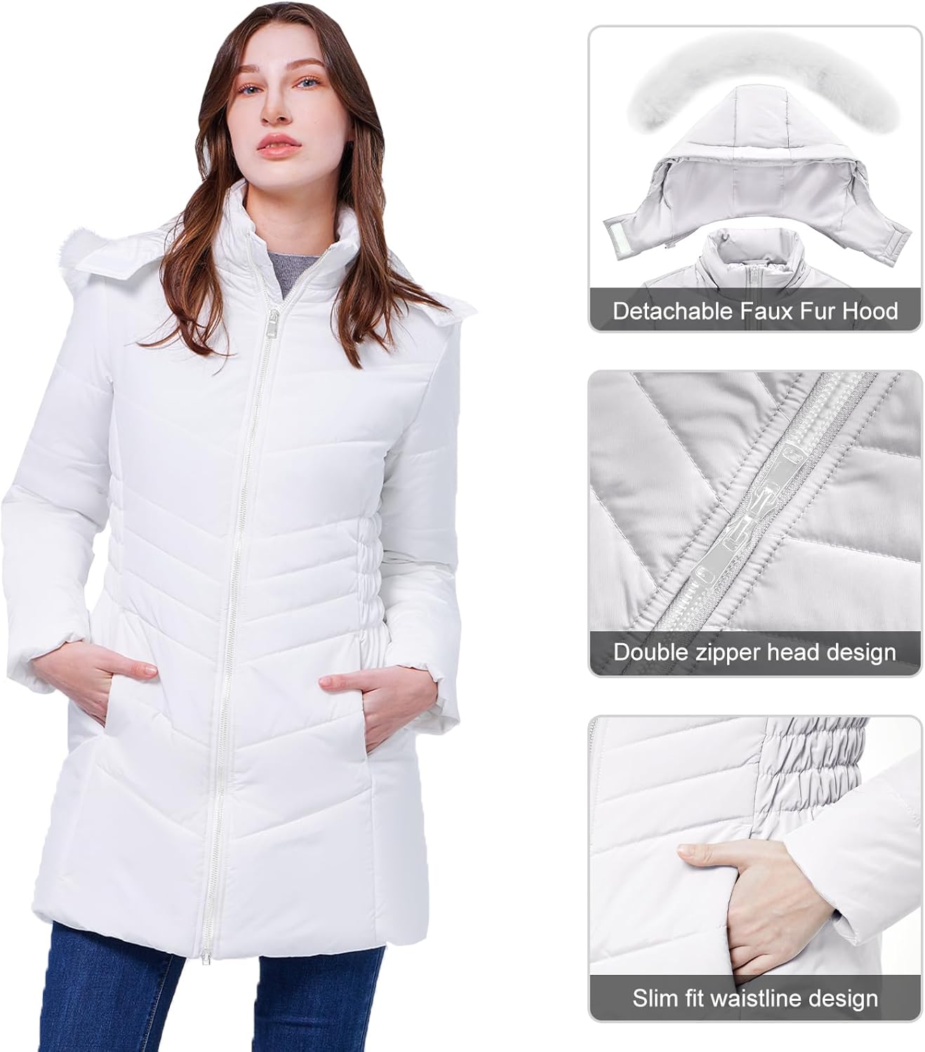 WULFUL Women's Winter Coats Long Warm Thicken Puffer Jackets Outwear With Removable Fur Hood - Image 6