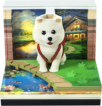 Y LEATHERLEAF WORTH 3D Timepiece Calendar 2026 Shark Paper Art Memo Pad with 52 Week Calendars Tear-Away Desk Calendar for Record, Planner & Habit Tracker, Bookmark, Gift & Decorative Office Decor Dog