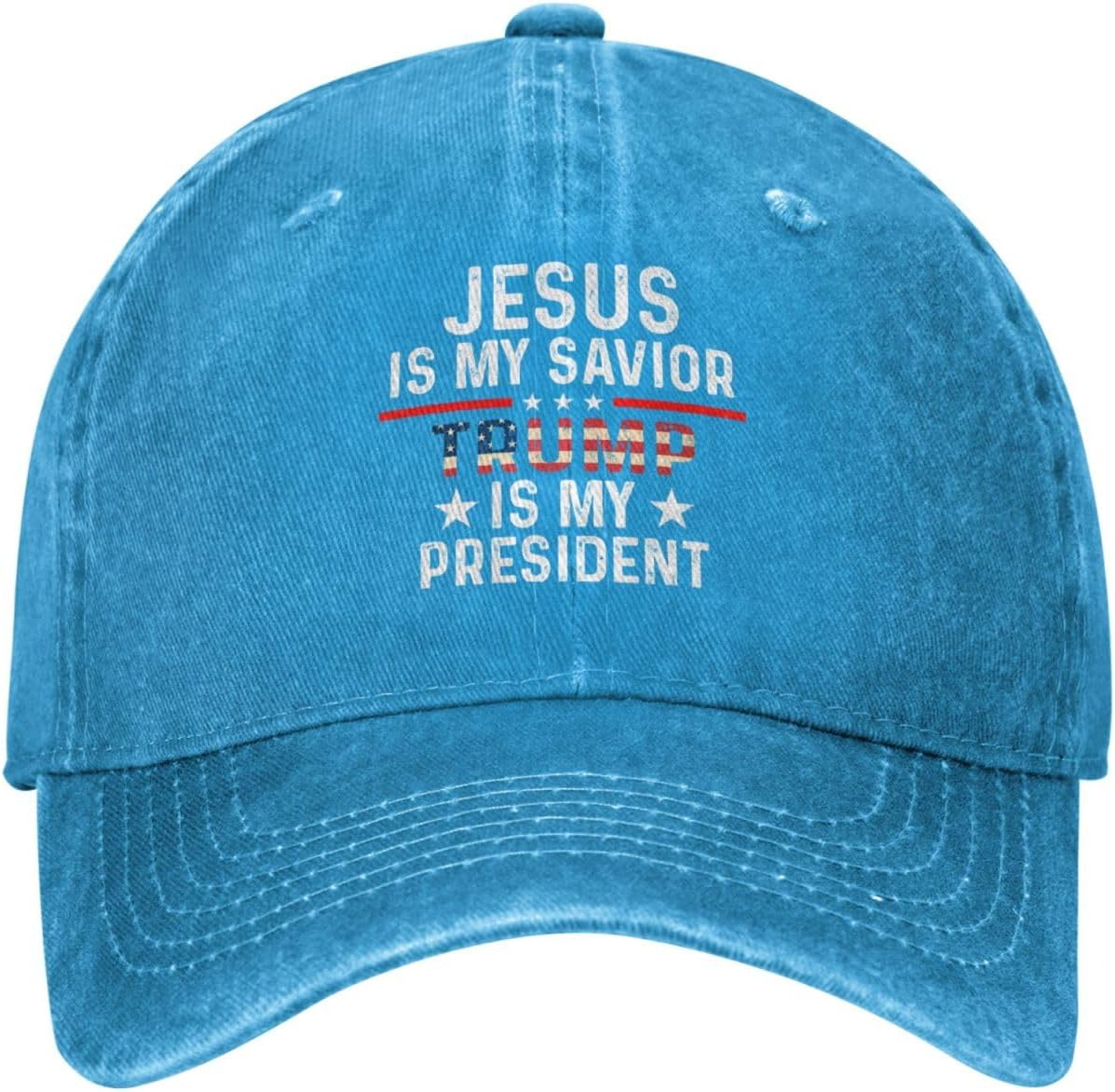 Jesus is My Savior Trump is My President Hat for Men Dad Hat Cool Hat Blue