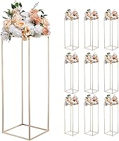 VEVOR 10PCS Gold 31.5" Wedding Flower Stands - Sturdy Column Floral Display Racks with Metal Shelves for Parties, Birthdays, Home Decor