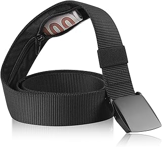 Money Belt- Travel Security Money Belt with Secret Compartment, Anti-Theft Nylon Hidden Money Pouch with Zinc Alloy Buckle for Dad Boyfriend Men, Business Travel Daily