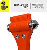 Vista 2 de Segomo Tools 2 martillos de seguridad de escape de emergencia con interruptor de ventana de coche y cortador de cinturón de seguridad - ESHM02