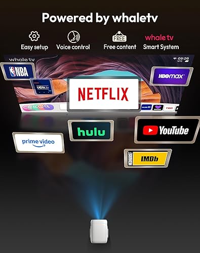 Miniatura 6 de Compatible con Netflix y enfoque automático Keystone Proyector inteligente mini con WiFi6 y Bluetooth, proyector portátil nativo 1080P y control de