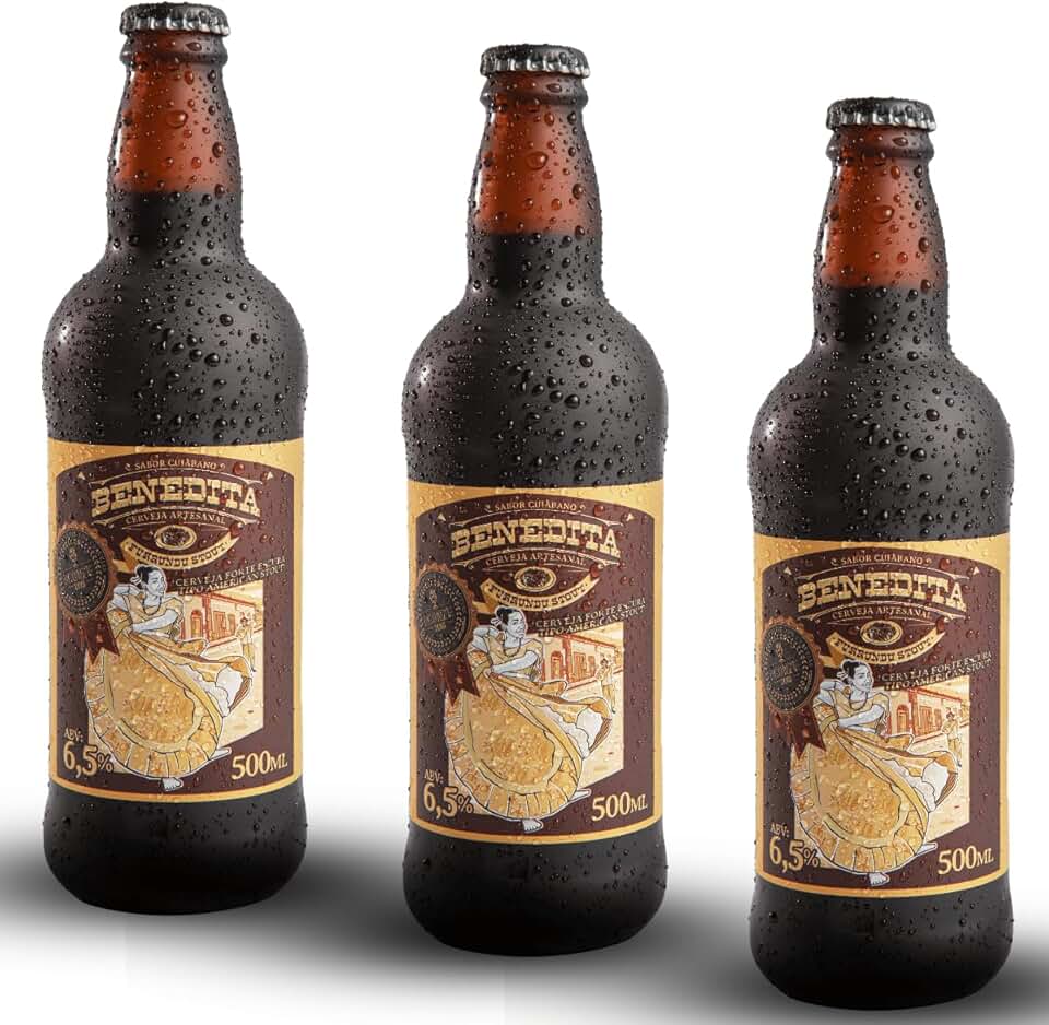Cerveja Stout Benedita Cervejaria Louvada 500ml Kit 3un Sem Glúten
