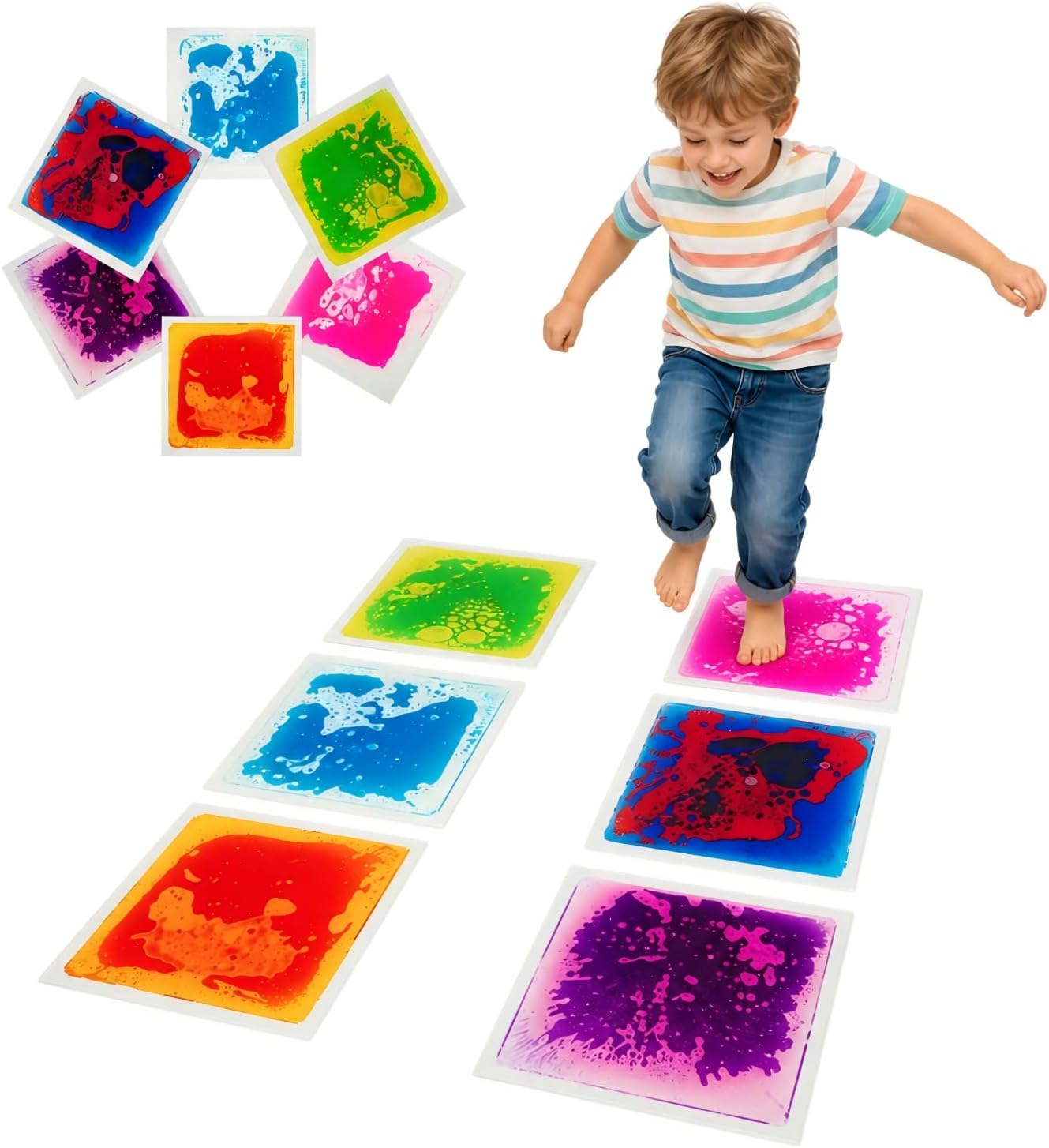 edusense Liquid Sensory Floor Tiles Non-Slip Autism Home&Classroom Play 3+