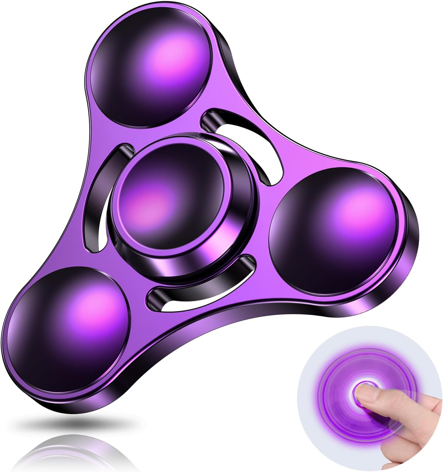 Fidget Spinner Metal Toy Ultra Durable Toys Stainless Steel Bearing High Speed 3-5 Min Precision Brass Finger Spinner EDC ADHD Stress Relief Anxiety Hand Fidget Spinners for Kids Adult-Purple