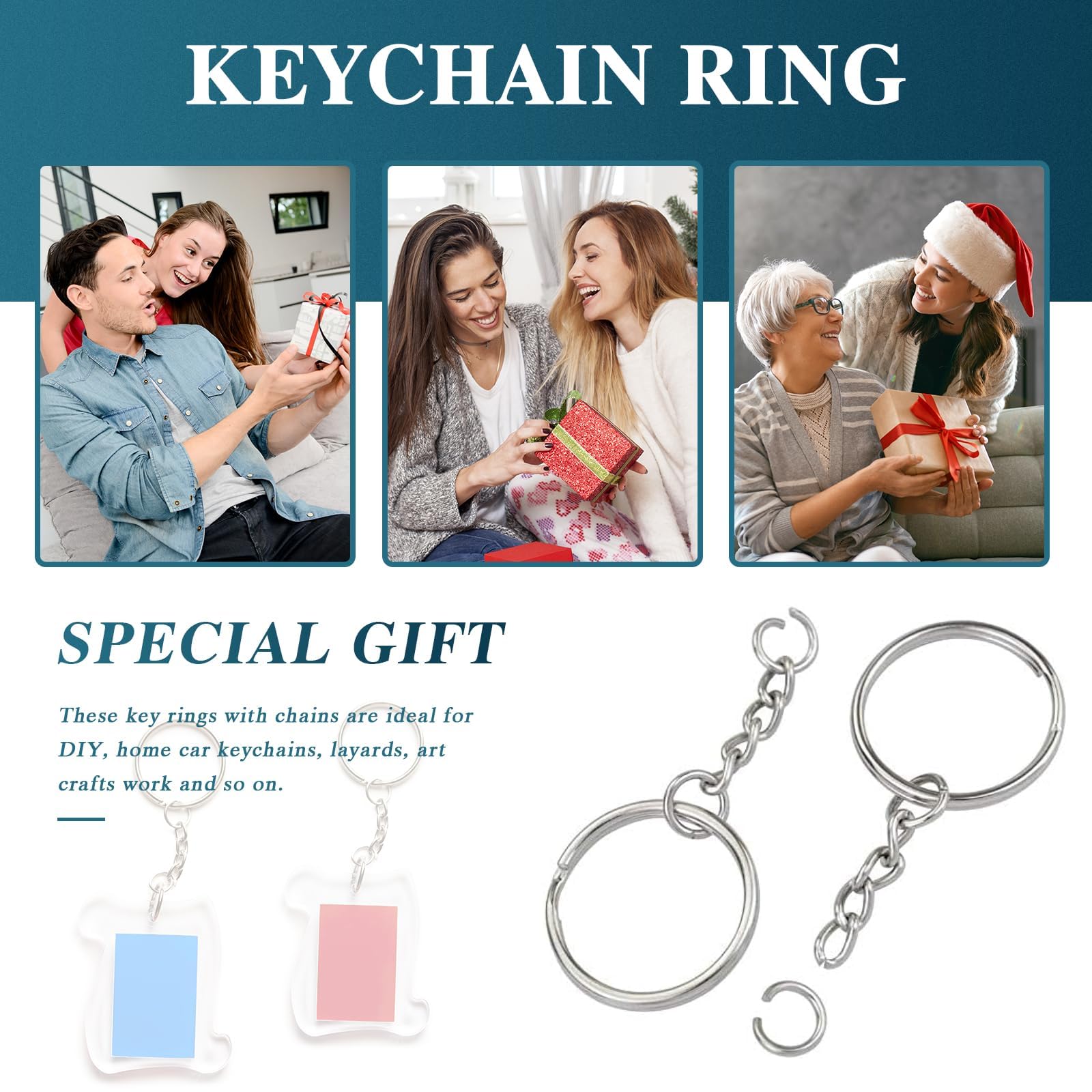 Praknu Schlüsselring 30mm - 200 Stück - DIY Schlüsselanhänger Ringe - Runde Schlüsselringe Set - Leicht zu Öffnen - Für Schlüssel, Key Chains & zum Basteln