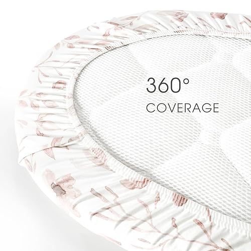 Miniatura 7 de Juego de 2 sábanas elásticas ultra suaves para moisés, ajuste universal para moisés, cesta de moisés, colchón rectangular ovalado, seguro y cómodo,