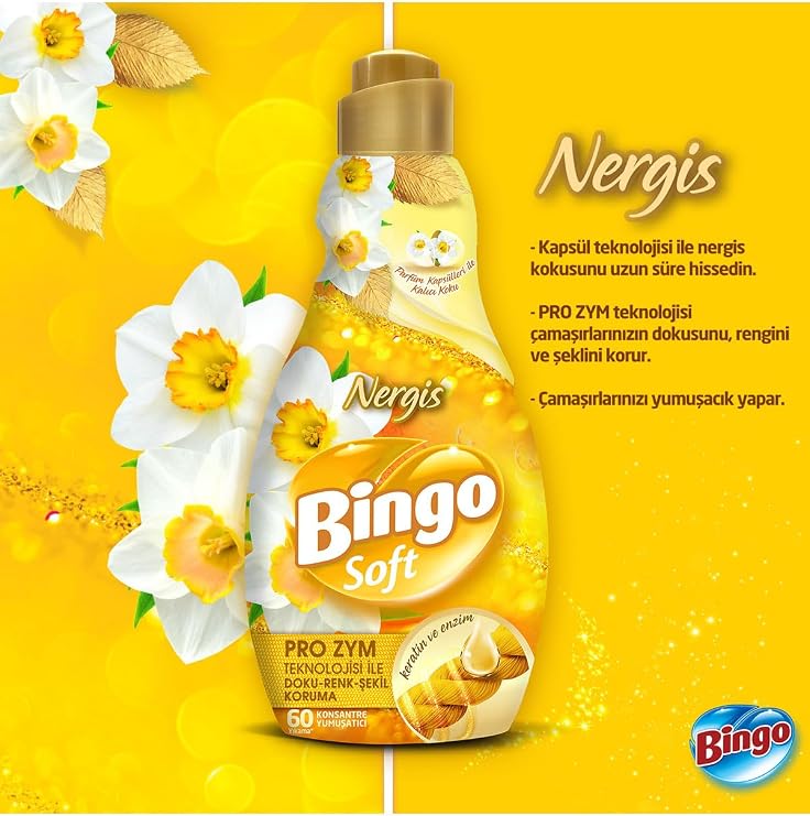 Bingo Soft Konsantre Çamaşır Yumuşatıcısı Nergis 1440 Ml X 6 Adet