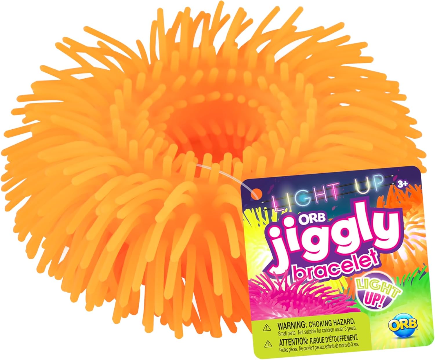 ORB Curiosities Light Up Jiggly Bracelet 4 Pack - Light Up These Wearable Squishy, Stretchy, Flexible, Fashionable Fidget / Sensory Bracelets for Kids & Adults - Soft, Tactile, Colorful Wrist Bands