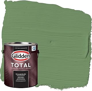 Glidden Total Exterior Paint & Primer All-in-One, Moss Ring/Green, Semi-Gloss, 1 Gallon