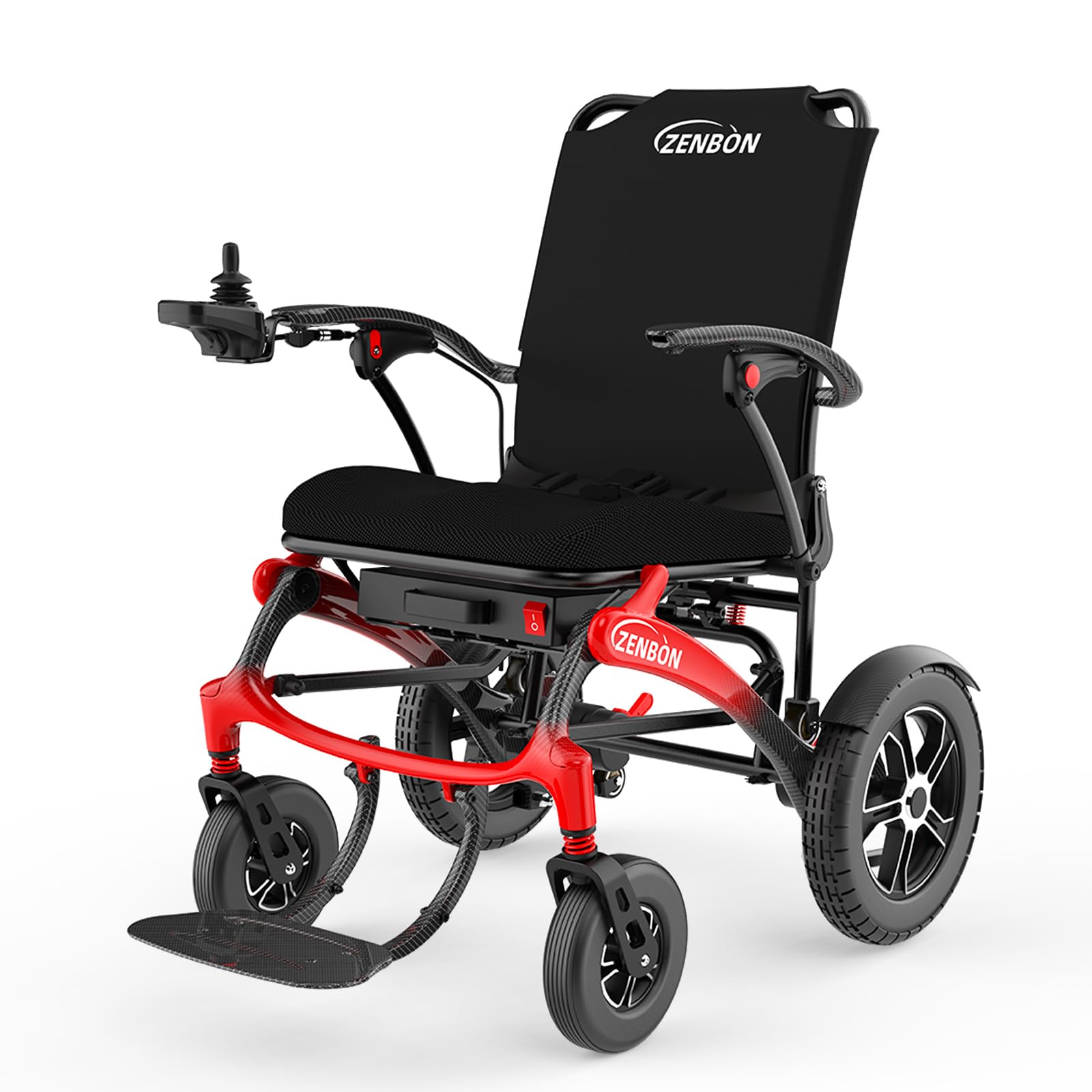 Silla de Ruedas Eléctrica Plegable de Carbono 19,8 kg: Silla de Ruedas Eléctrica Ligera y Plegable con Ruedas Grandes de PU de 30 cm para Todo Tipo de Terrenos Hasta 150 kg