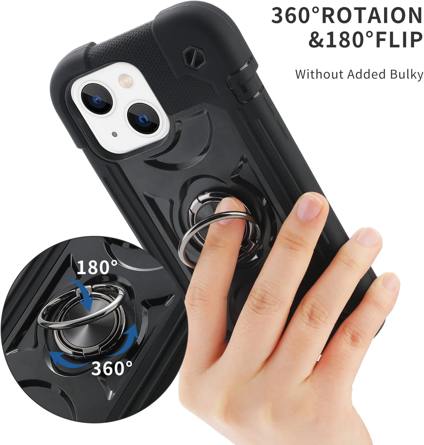 MARKILL Compatible with iPhone Case with Ring Stand, Heavy-Duty Military Grade Shockproof Phone Cover (Black, iPhone 13 Pro Max) - Image 6