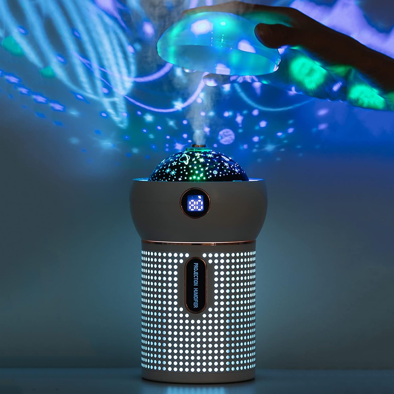 SHUYUNI Night Light Humidifier for Kids, 630ml Cool Mist Humidifier for Kid & Baby Bedroom, 360°Rotation Projection with 6 Color Changing, Whisper-Quiet, Waterless Auto-Off, BPA Free, Gift For Kids
