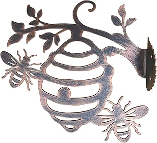 Adove Bee Wall Art Rusty Metal Bee Hive for Garden Decor Outdoor Wall Ornaments