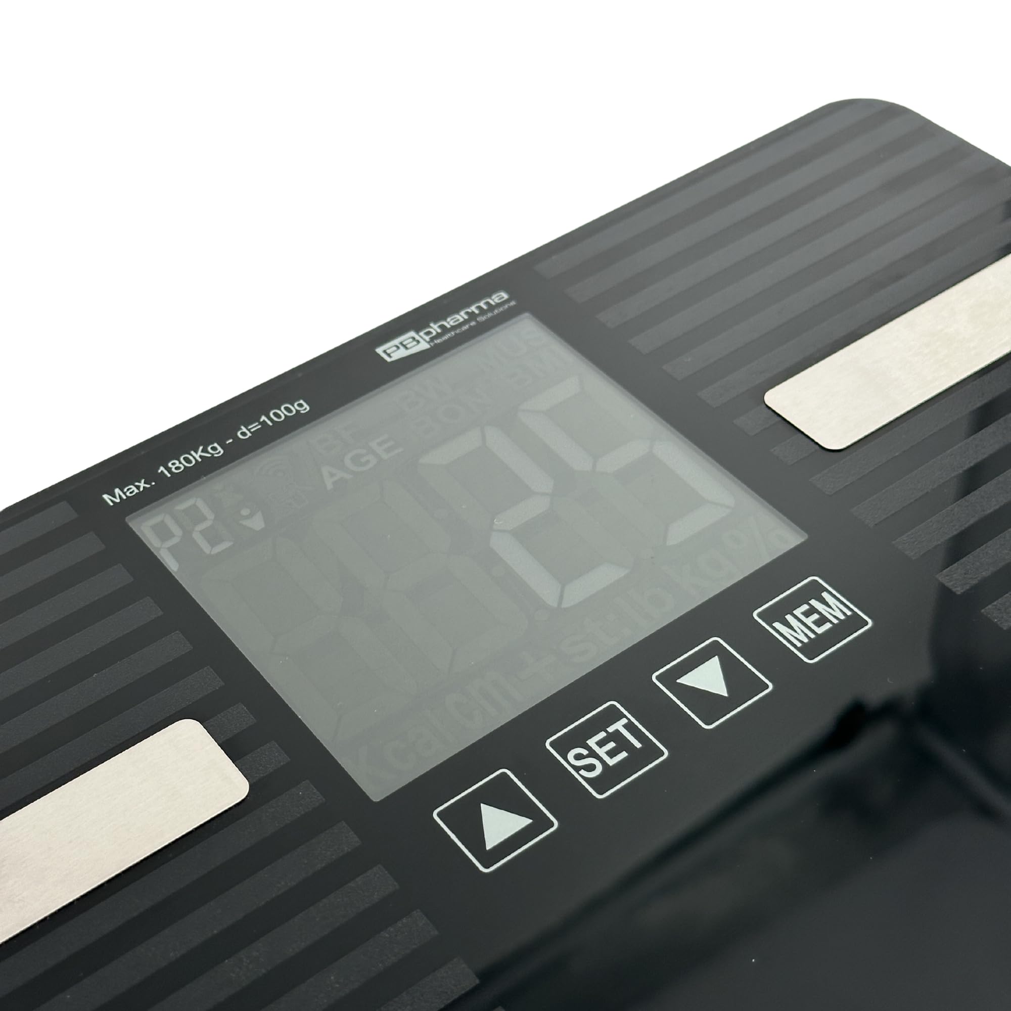 Bilancia Pesa Persone Digitale, Vetro Temperato, Antracite con 6 Differenti Parametri Corporei: Peso, Massa Grassa, Idratazione corporea, Massa Ossea, Massa Muscolare, Metabolismo Basale.