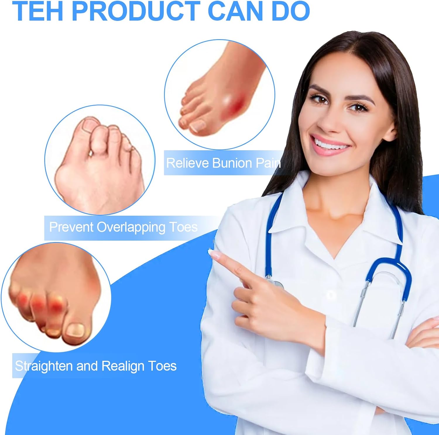 Hammer Toe Corrector, 6 Pack Toe Spacers, Toe Straighteners for Curled Toes, Bunion Corrector for Preventing Rubbing & Relieve Pressure (Small)