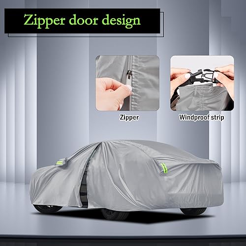Miniatura 2 de Migaven - Funda impermeable para automóvil para el aire libre, impermeable, protege contra el sol, la lluvia, la nieve y el granizo, con cremallera
