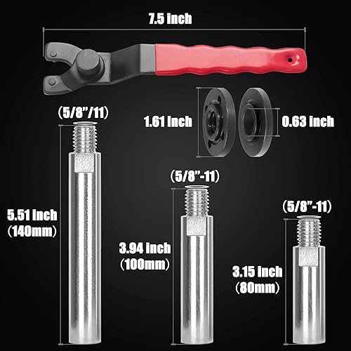 Miniatura 2 de 12 piezas de kit de accesorios para amoladora angular con tuercas de brida, varilla de conexión de eje extendido para amoladora angular con rosca de