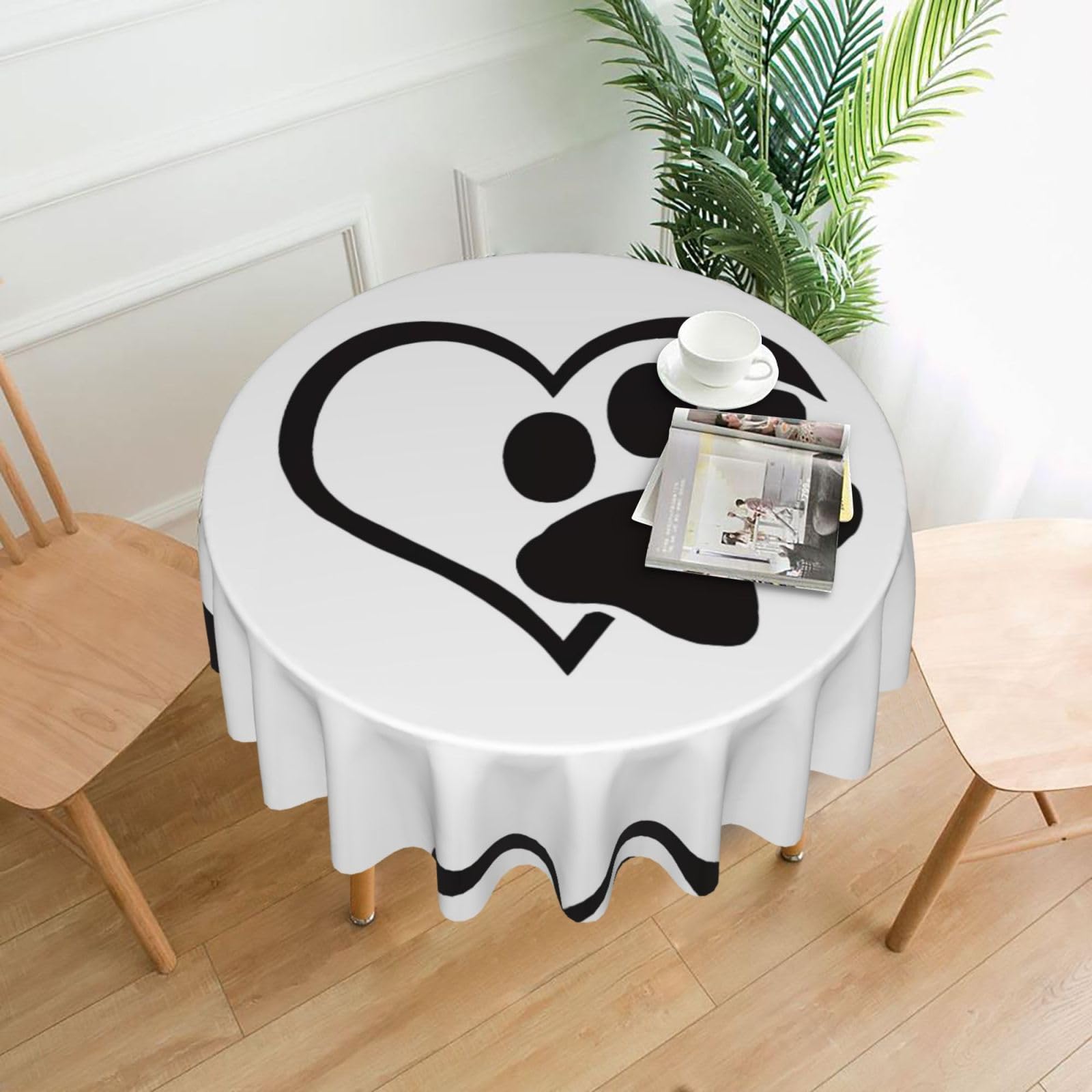 YYHWHJDE Pawprint Prints Round Decorative Tablecloth 60in – Elevate Your Dining Space with this Elegant Throw for Everyday Charm & Special Occasions
