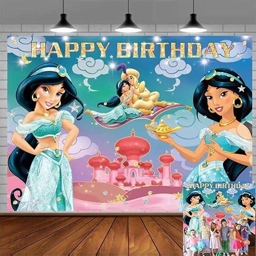 Aladdin Castle Jasmine Princess Backdrops Kids Gils Birthday Party Photography Banner Baby Shower Step And Repeat Background Cake Decor 7X5Ft #TOP2